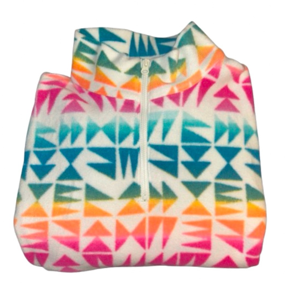 SO Girls Size XL Quarter Zip Colorful Geometric Fleece Pullover - Picture 2 of 11